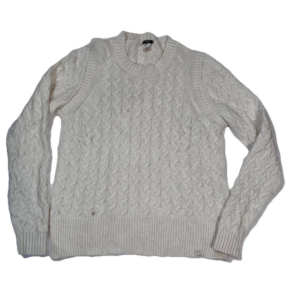 J.Crew Fisherman Cable Knit Sweater Womens XL Wool Angora Rabbit Blend